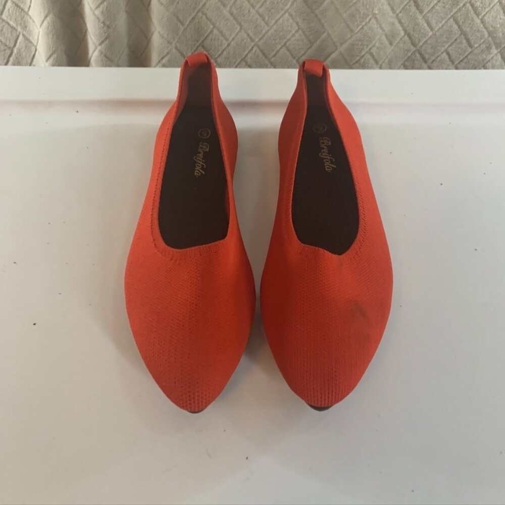 Breifola Shoes Womens 5 Flats Bright Red Almond Point Toe Office Wear Comfort - Picture 2 of 7